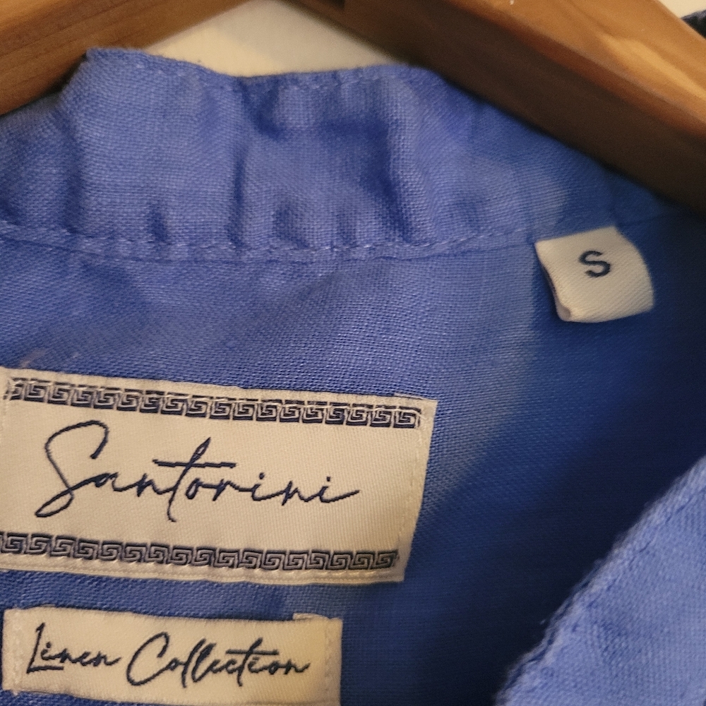 Santorini Linen Collection Button down Collarless Women's - Picture 7 of 13